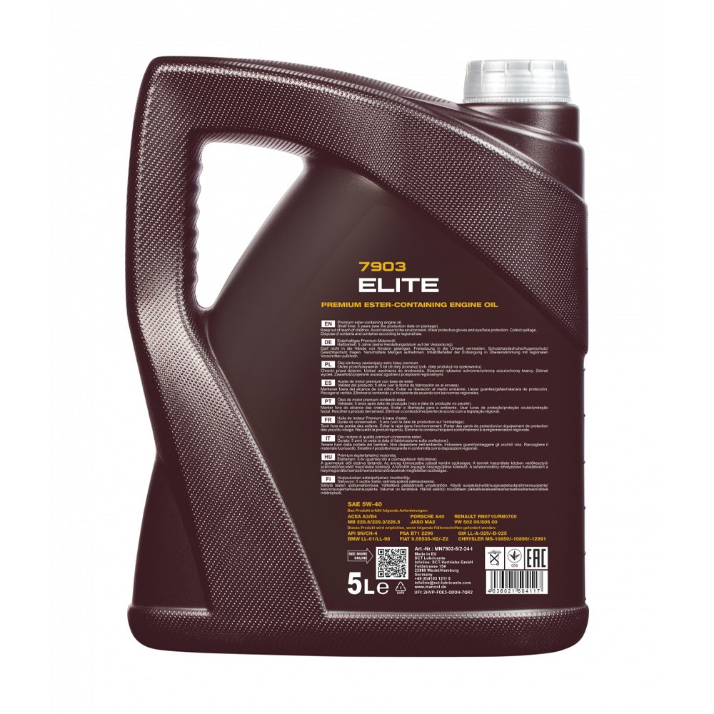 MANNOL ELITE 5W-40 A3/B4 FULLY SYNTHETIC ENGINE OIL - 5L - Image 5