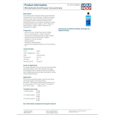 LIQUI MOLY WINDSHIELD ANTIFREEZE CONCENTRATE – 1L