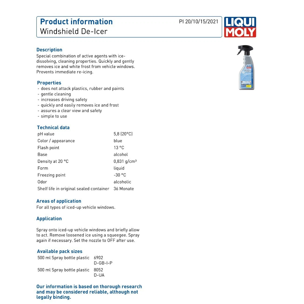 LIQUI MOLY WINDSHIELD DE - ICER - 500ML - Image 2