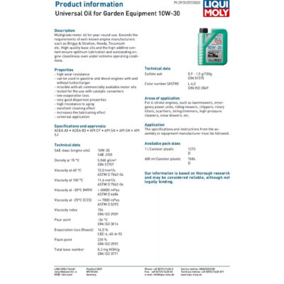 LIQUI MOLY UNIVERSAL OIL GARDEN EQPT 10W-30 – 1L