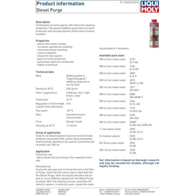 LIQUI MOLY DIESEL PURGE – 5LTR
