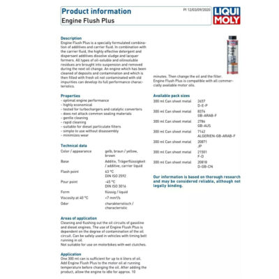 LIQUI MOLY ENGINE FLUSH PLUS – 300ML