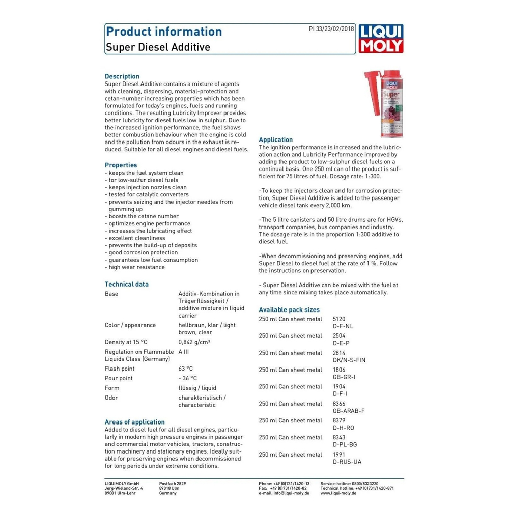 LIQUI MOLY SUPER DIESEL ADDITIVE - 250ML - Image 2