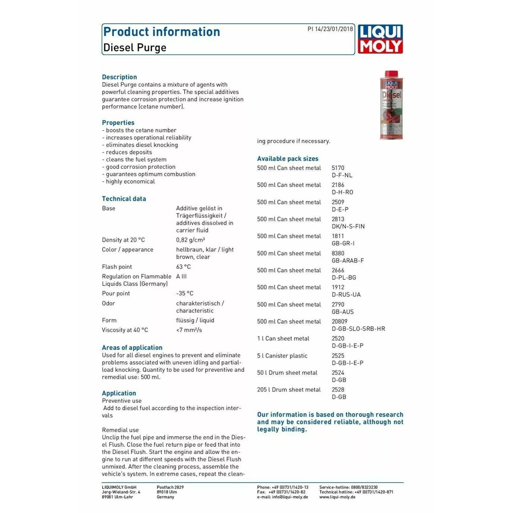 LIQUI MOLY DIESEL PURGE - 500ML - Image 2