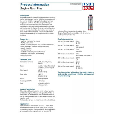 LIQUI MOLY OIL ADDITIVE+ENGINE FLUSH PLUS+RADIATOR CLEANER – 300ML