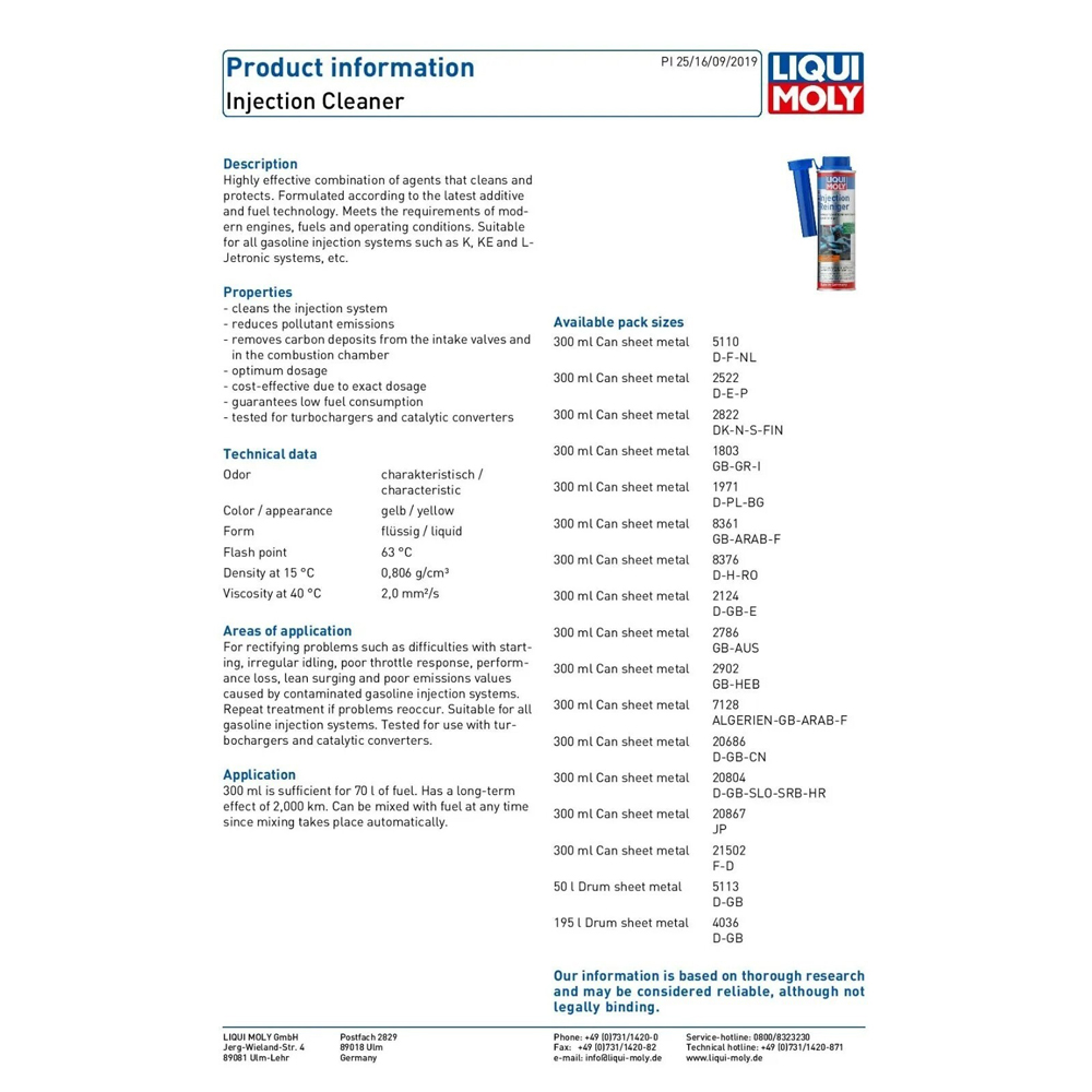 LIQUI MOLY INJECTION CLEANER - 300ML - Image 2