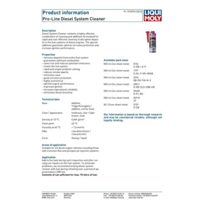 LIQUI MOLY PRO-LINE DIESEL SYSTEM CLEANER – 500ML