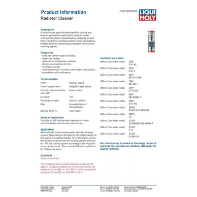 LIQUI MOLY RADIATOR CLEANER – 300ML