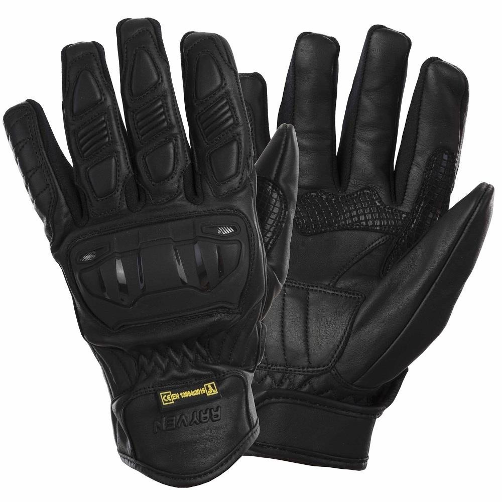 RAYVEN ROCKLAND MENS LEATHER GLOVES - BLACK