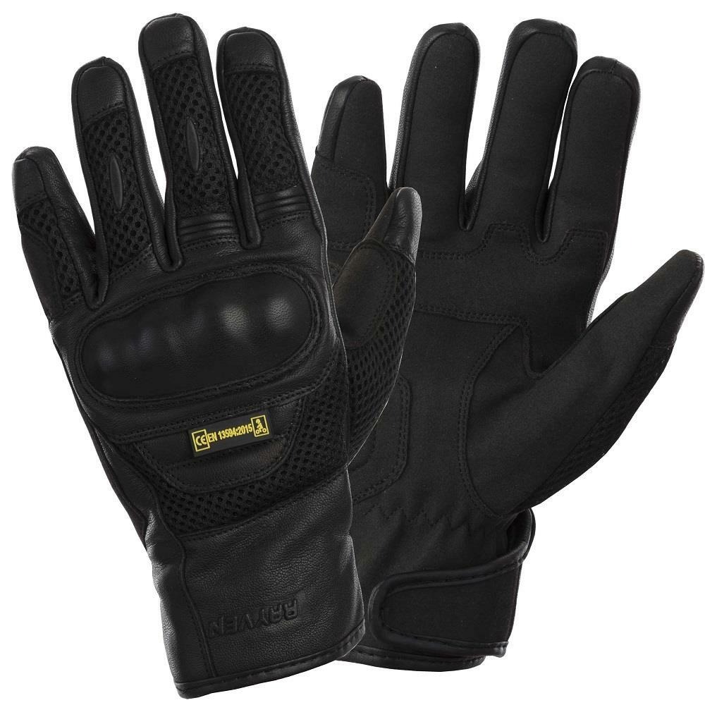 RAYVEN BLOCK ISLAND MENS LEATHER GLOVES - BLACK