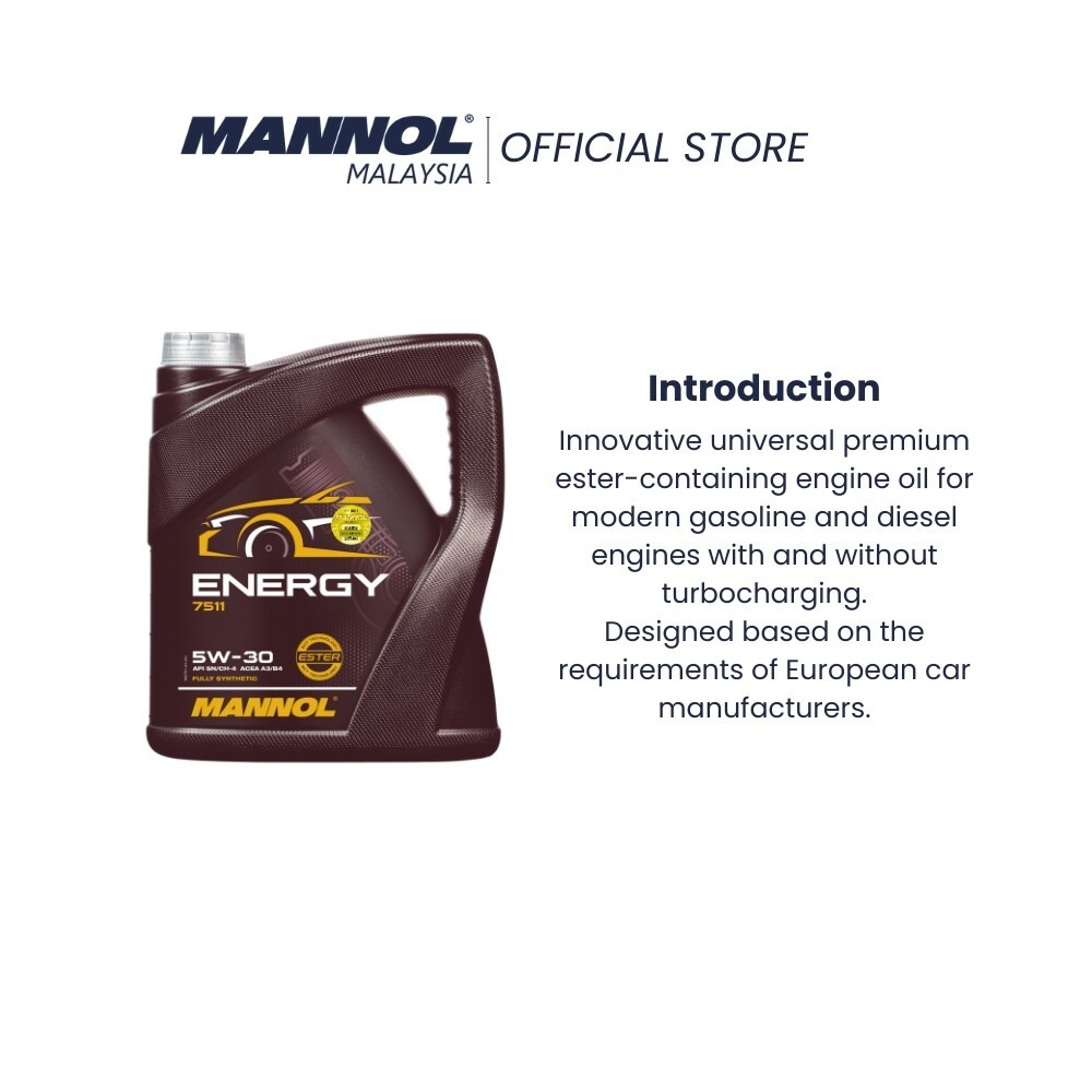 MANNOL ENERGY 5W-30 FULLY SYNTHETIC ENGINE OIL - 5L - Image 6