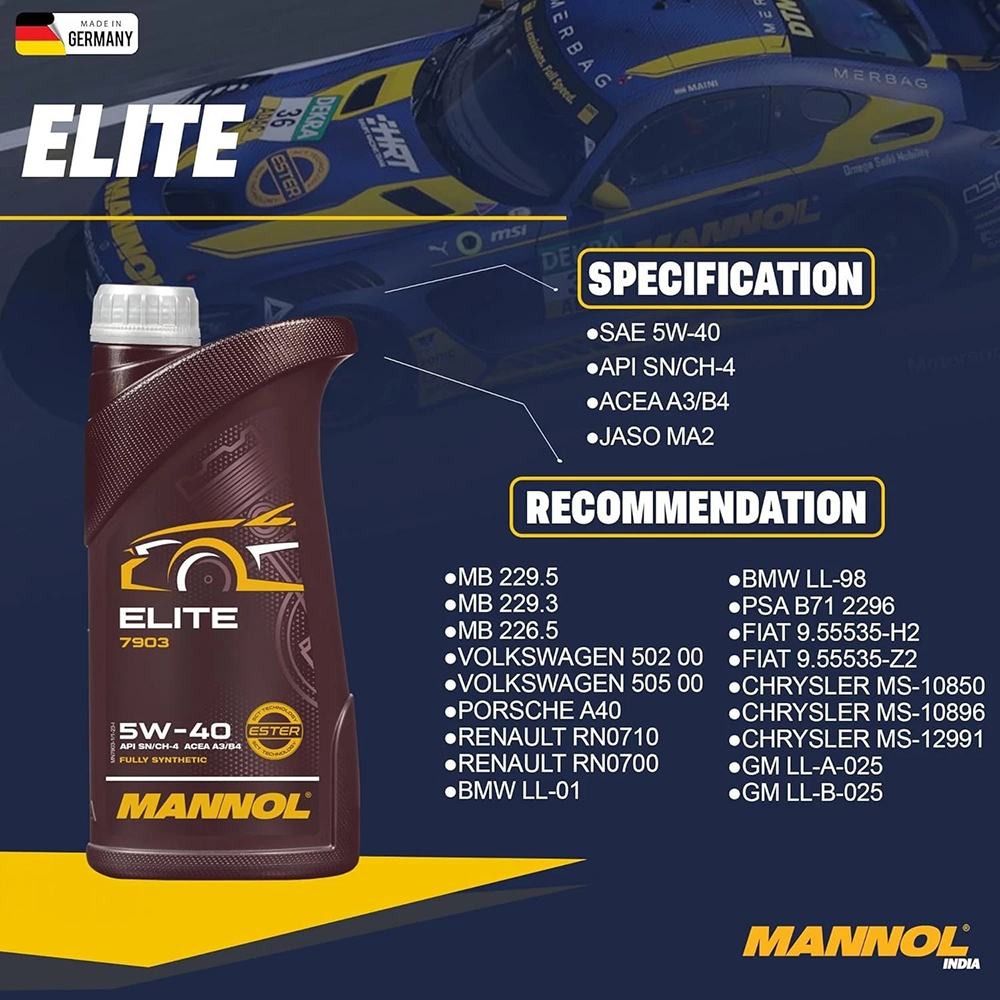 MANNOL ELITE 5W-40 A3/B4 FULLY SYNTHETIC ENGINE OIL - 5L - Image 6