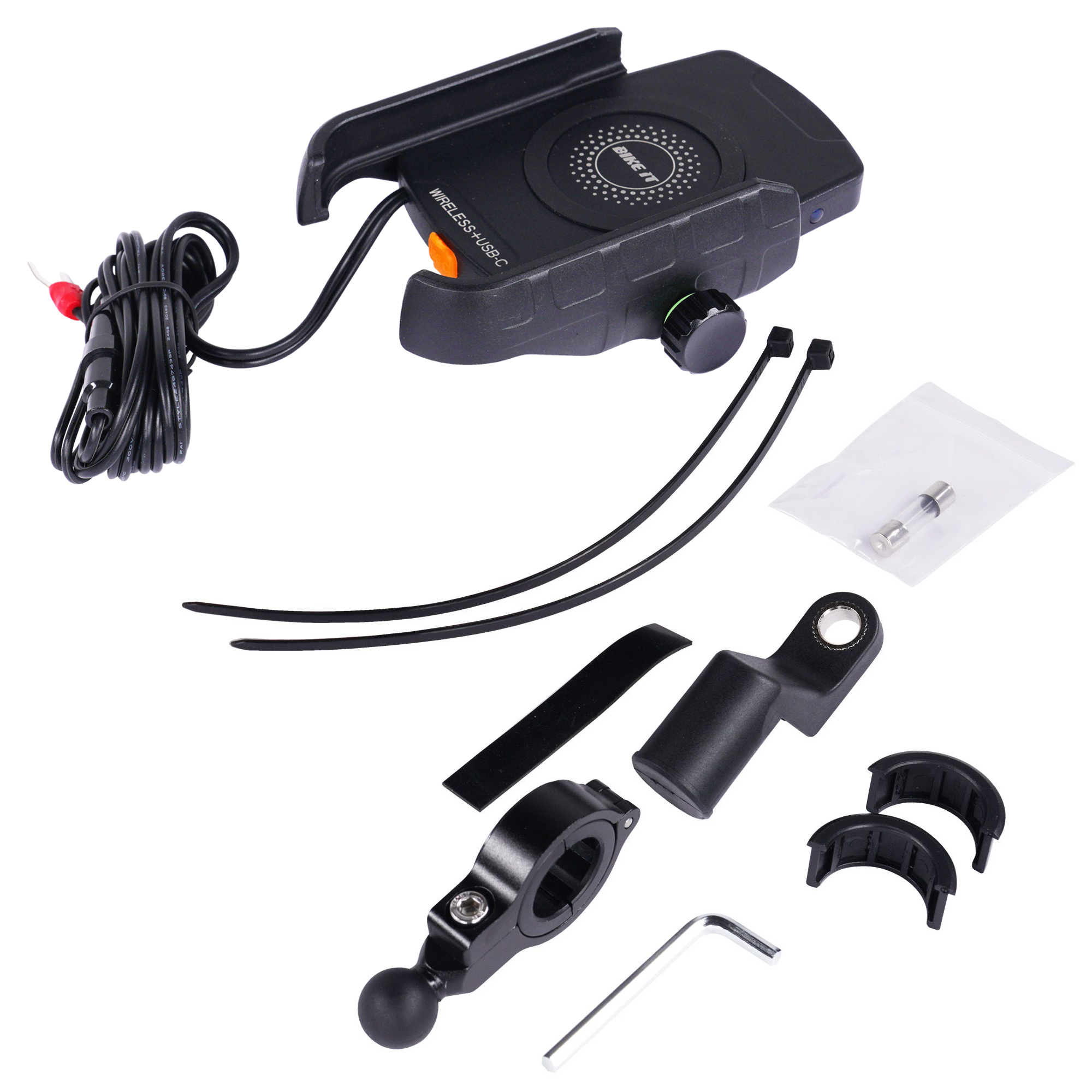 Bike It Compact Motorcycle Wireless Charger + USB-C Phone Holder - Image 4