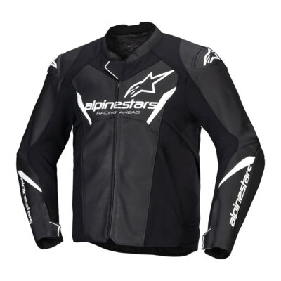 Alpinestars Faster V3 Leather Mens Jacket – Black White
