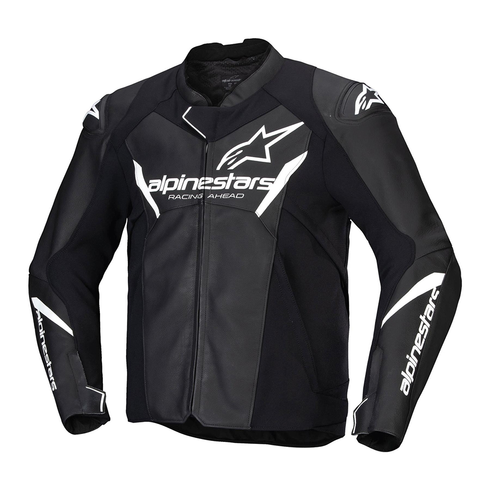 Alpinestars Faster V3 Leather Mens Jacket - Black White - Image 2
