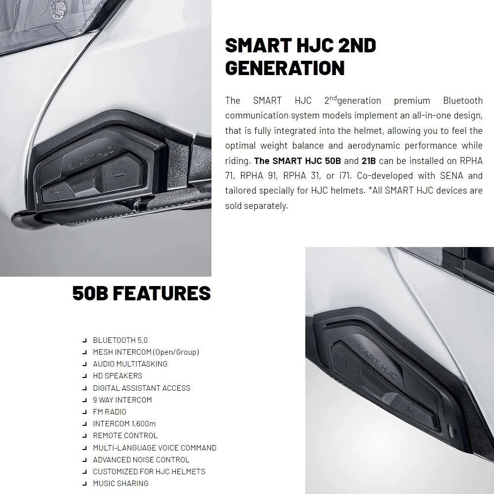 HJC Smart HJC 50B Bluetooth Device Black - Image 7