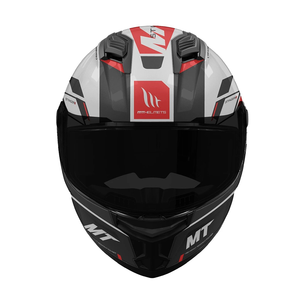MT Stinger 2 Zivze Full Face Helmet - Gloss Black White Red - Image 3