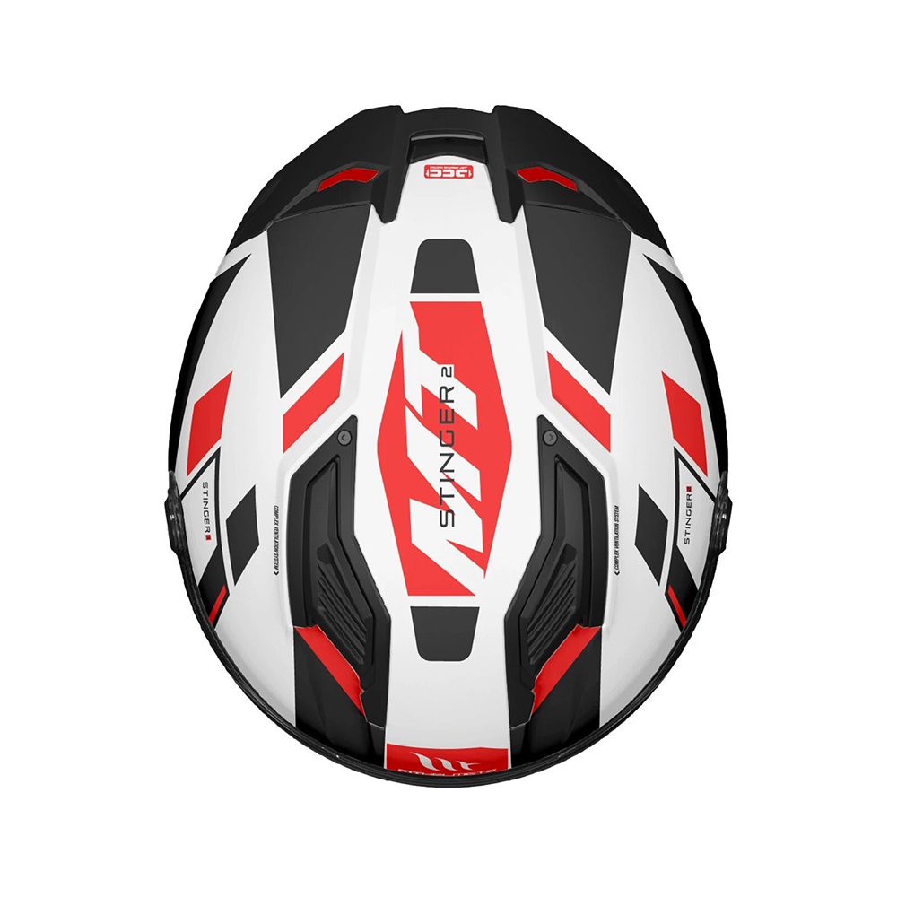 MT Stinger 2 Zivze Full Face Helmet - Gloss Black White Red - Image 4