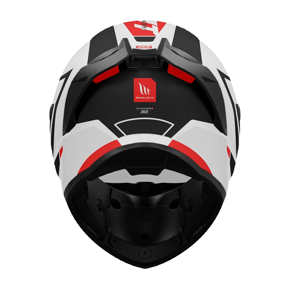 MT Stinger 2 Zivze Full Face Helmet - Gloss Black White Red - Image 5