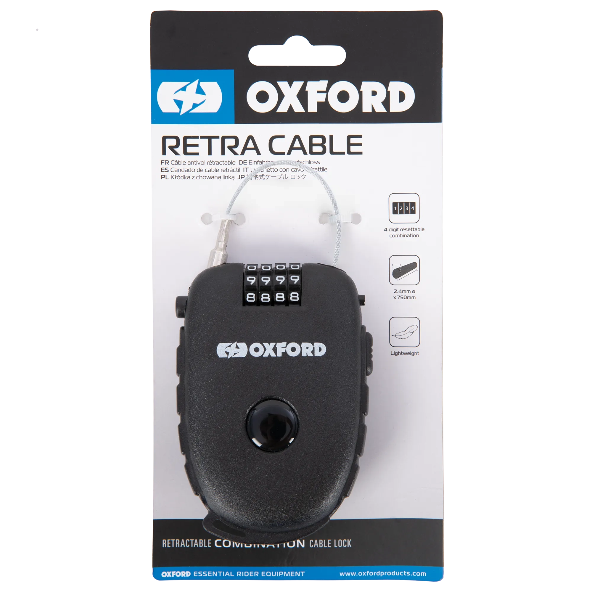 Oxford Retra Cable 120cm Black - Image 2
