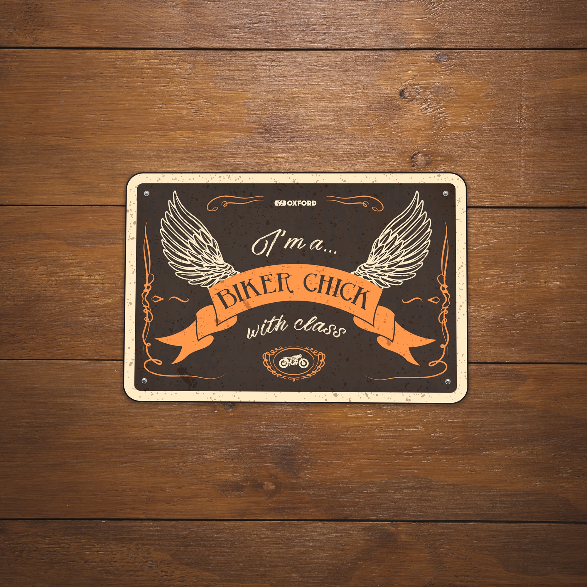 Oxford Garage Metal Sign: BIKER CHICK WITH CLASS - Image 2