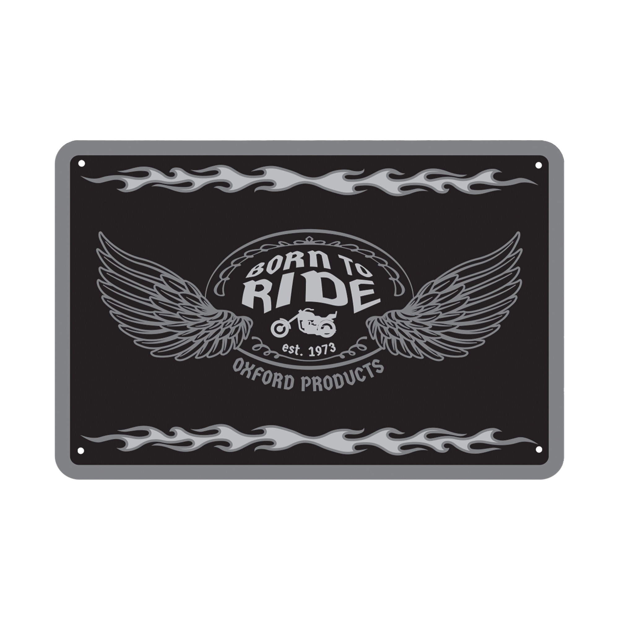 Oxford Garage Metal Sign: BORN TO RIDE