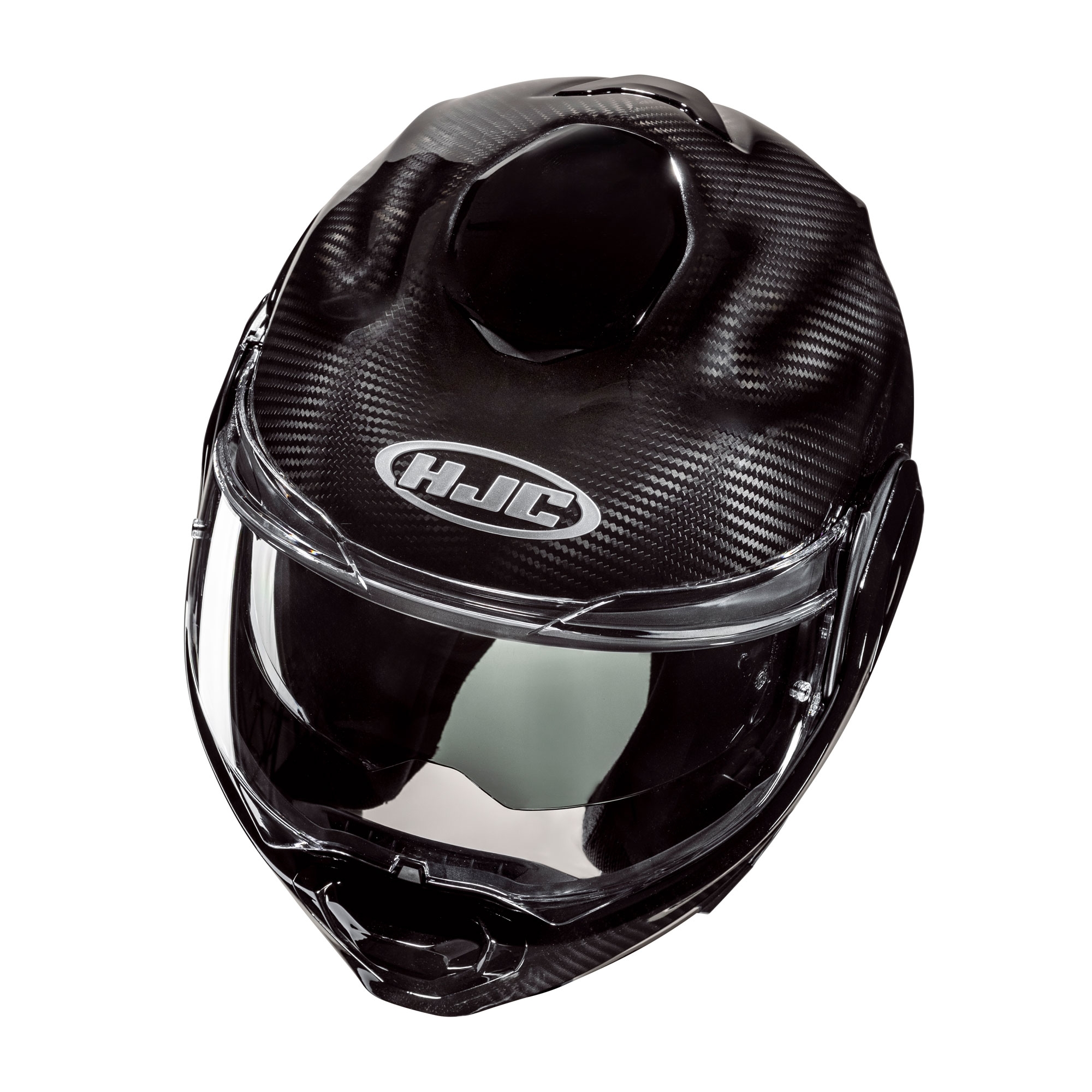 HJC F100 Plain Flip Front Modular Helmet - Carbon Black - Image 2