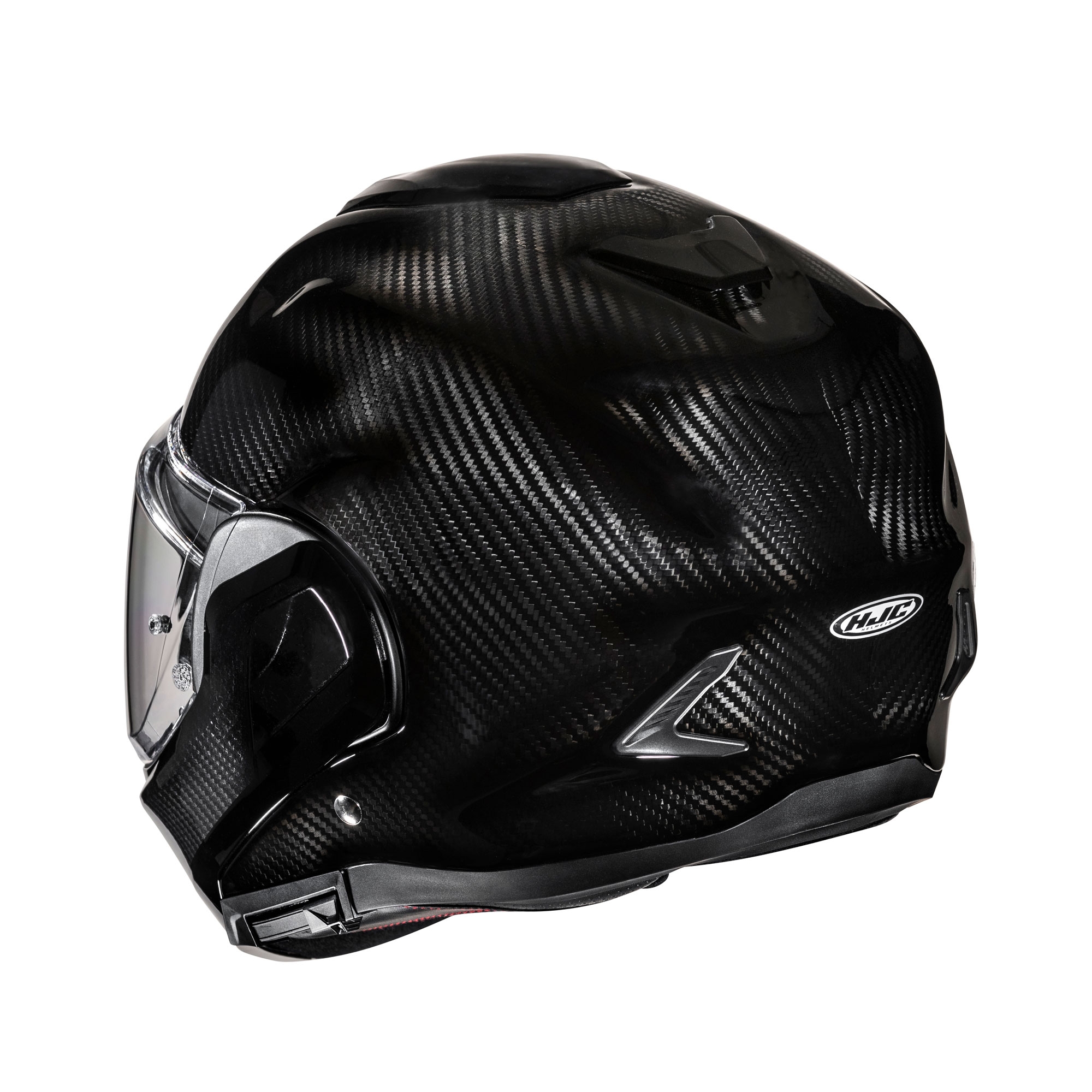 HJC F100 Plain Flip Front Modular Helmet - Carbon Black - Image 3