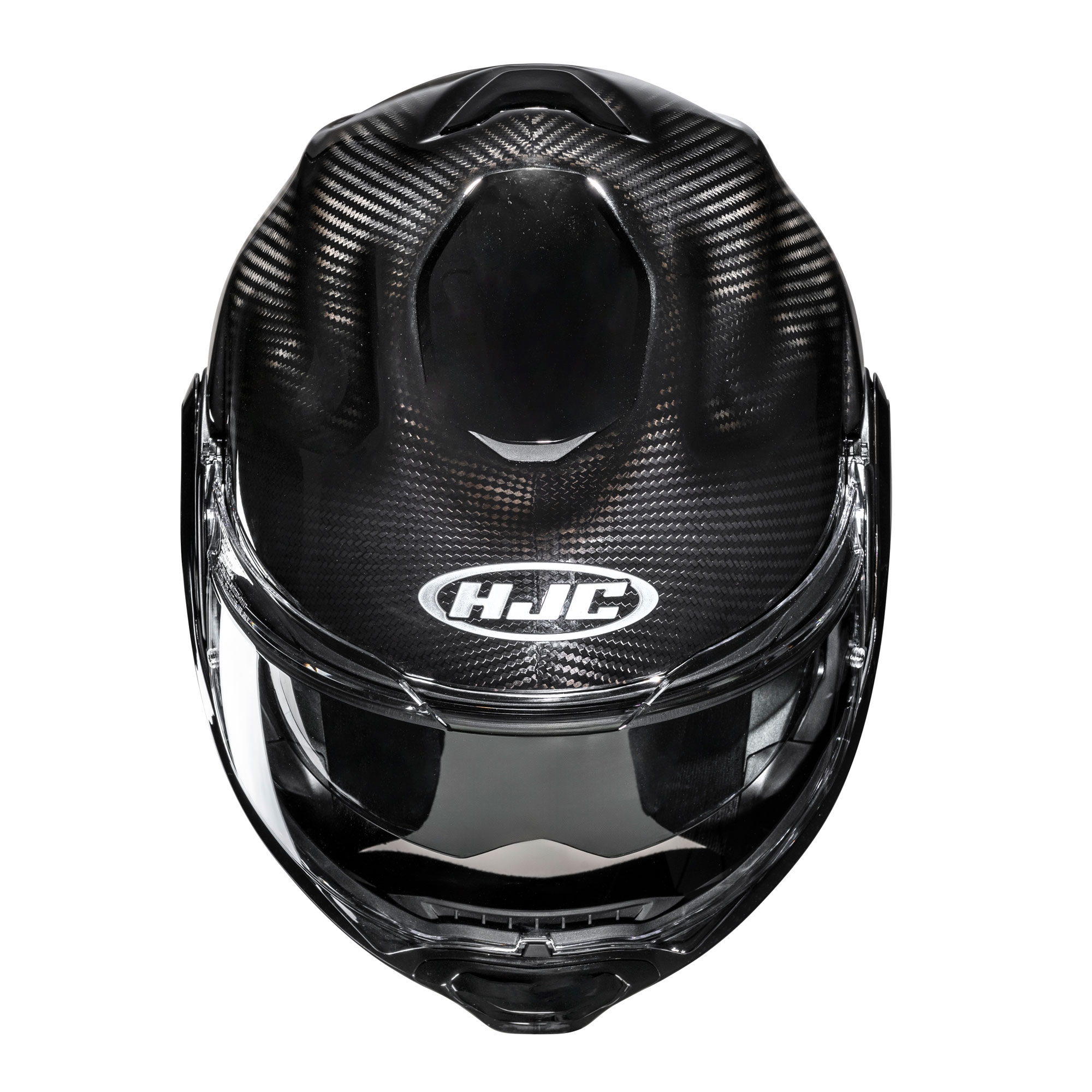 HJC F100 Plain Flip Front Modular Helmet - Carbon Black - Image 4