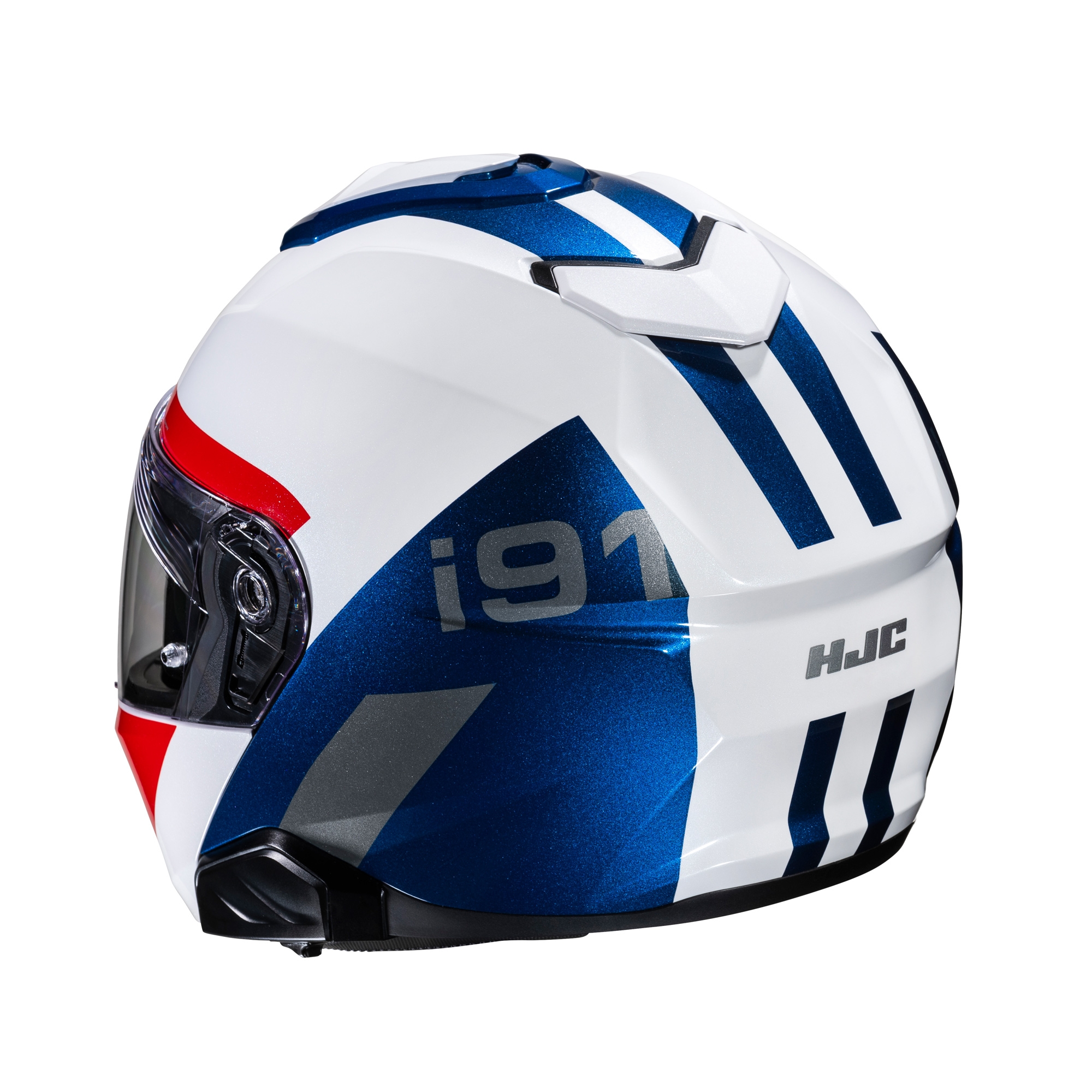 HJC I91 Bina MC21 White Blue Red - Image 3