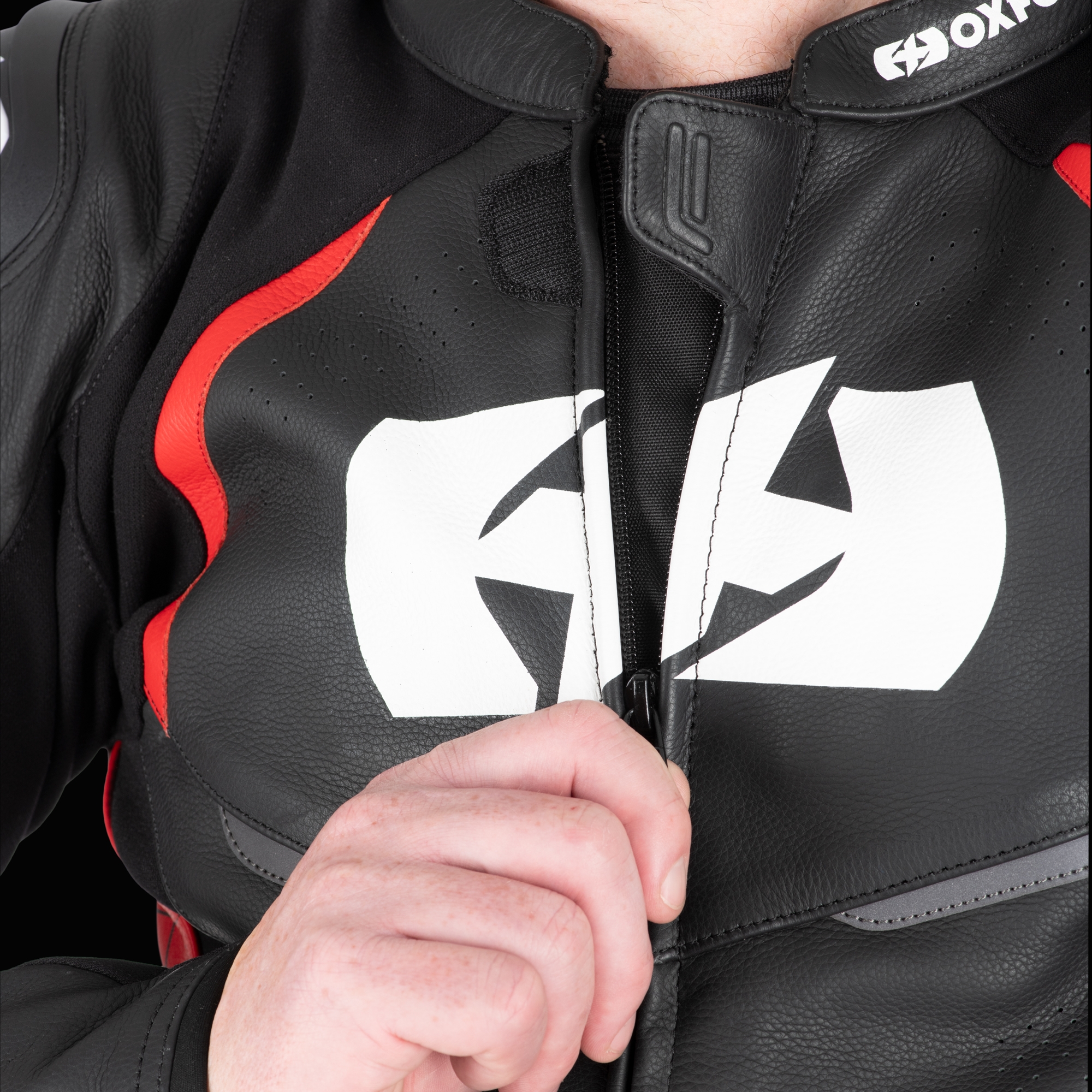 Oxford Nexus 1.0 Leather MS Jkt Blk/Red - Image 6