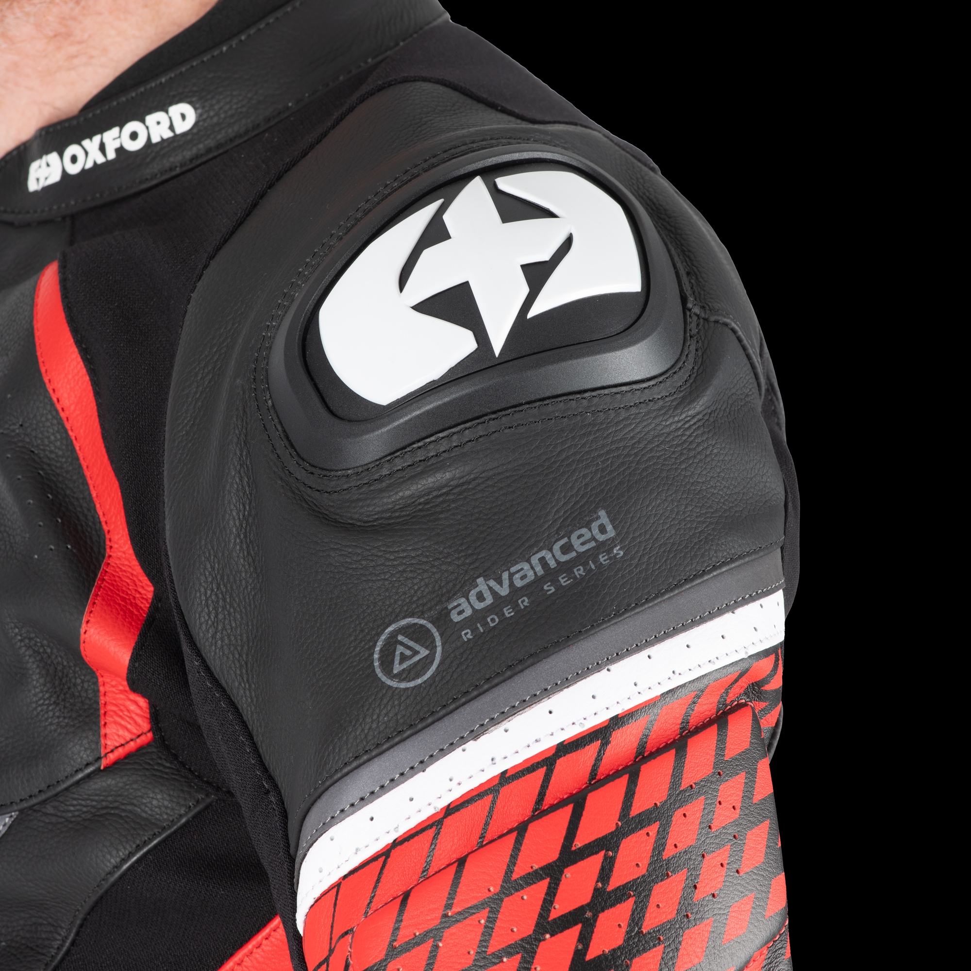 Oxford Nexus 1.0 Leather MS Jkt Blk/Red - Image 8