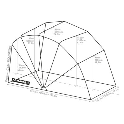 Armadillo Motorcycle Garage Shelter – Large (345cm X 137cm X 190cm)