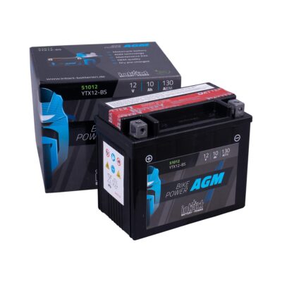 intAct YTX12-BS Maintenance Free AGM Bike-Power Battery