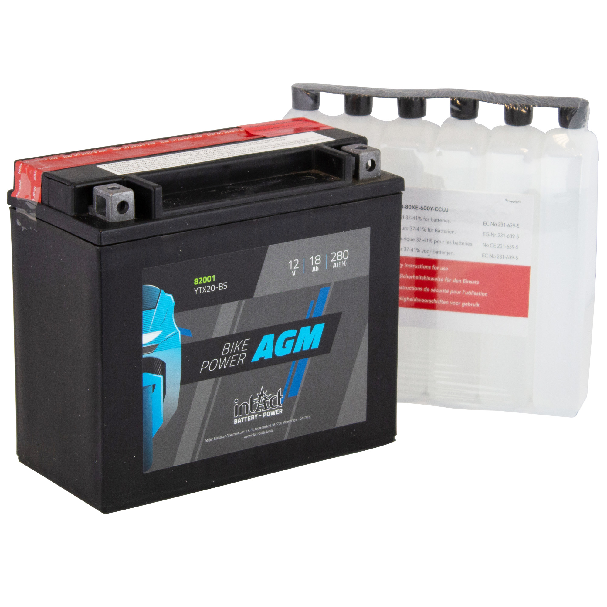 intAct YTX20-BS Maintenance Free AGM Bike-Power Battery - Image 2