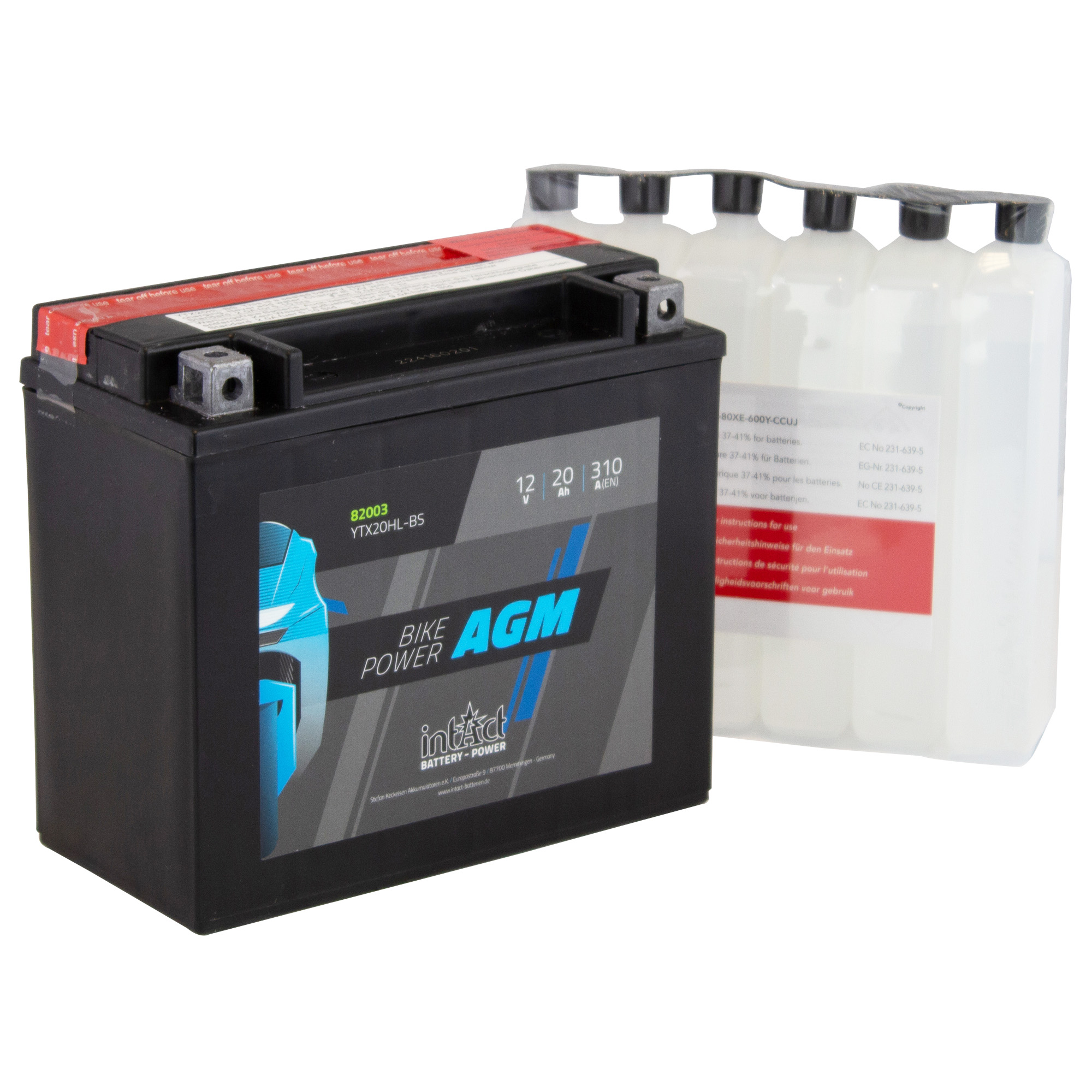 intAct YTX20HL-BS Maintenance Free AGM Bike-Power Battery - Image 2