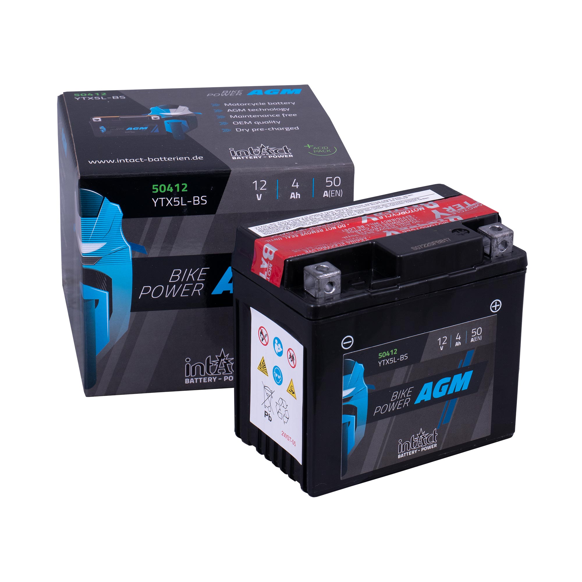 intAct YTX5L-BS Maintenance Free AGM Bike-Power Battery - Image 2