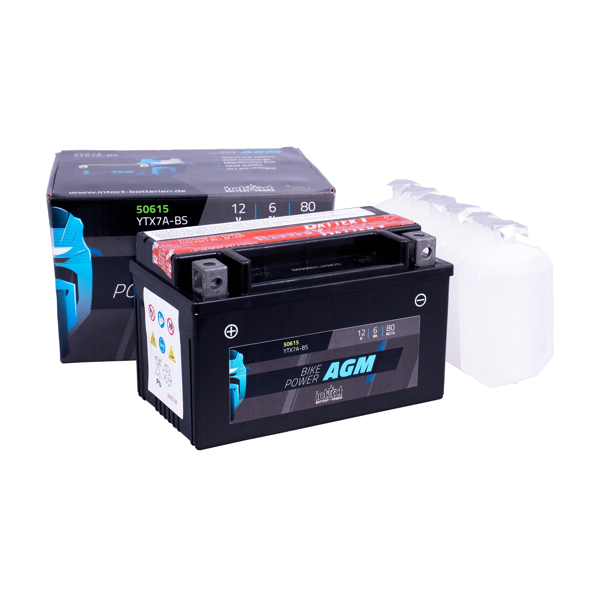 intAct YTX7A-BS Maintenance Free AGM Bike-Power Battery - Image 2