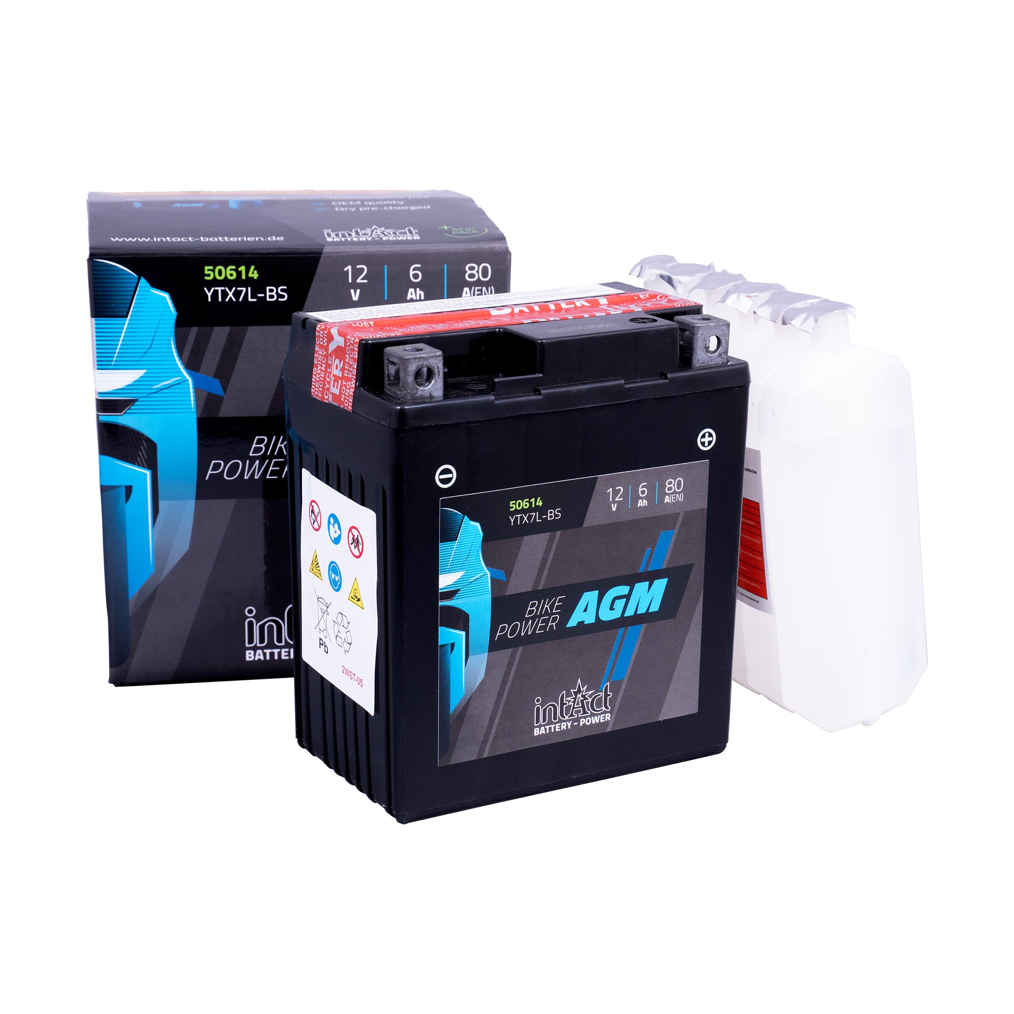 intAct YTX7L-BS Maintenance Free AGM Bike-Power Battery - Image 2