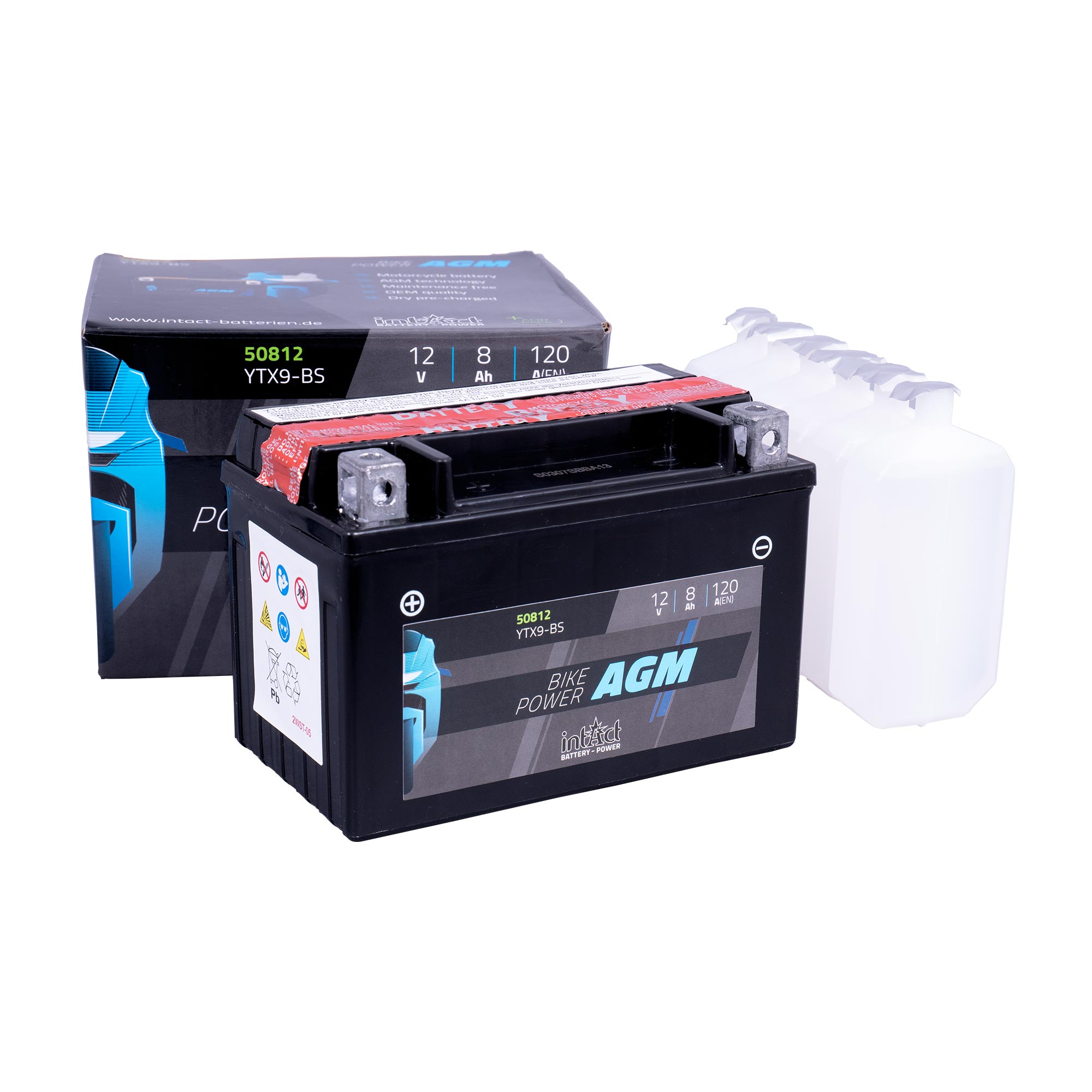 intAct YTX9-BS Maintenance Free AGM Bike-Power Battery - Image 2