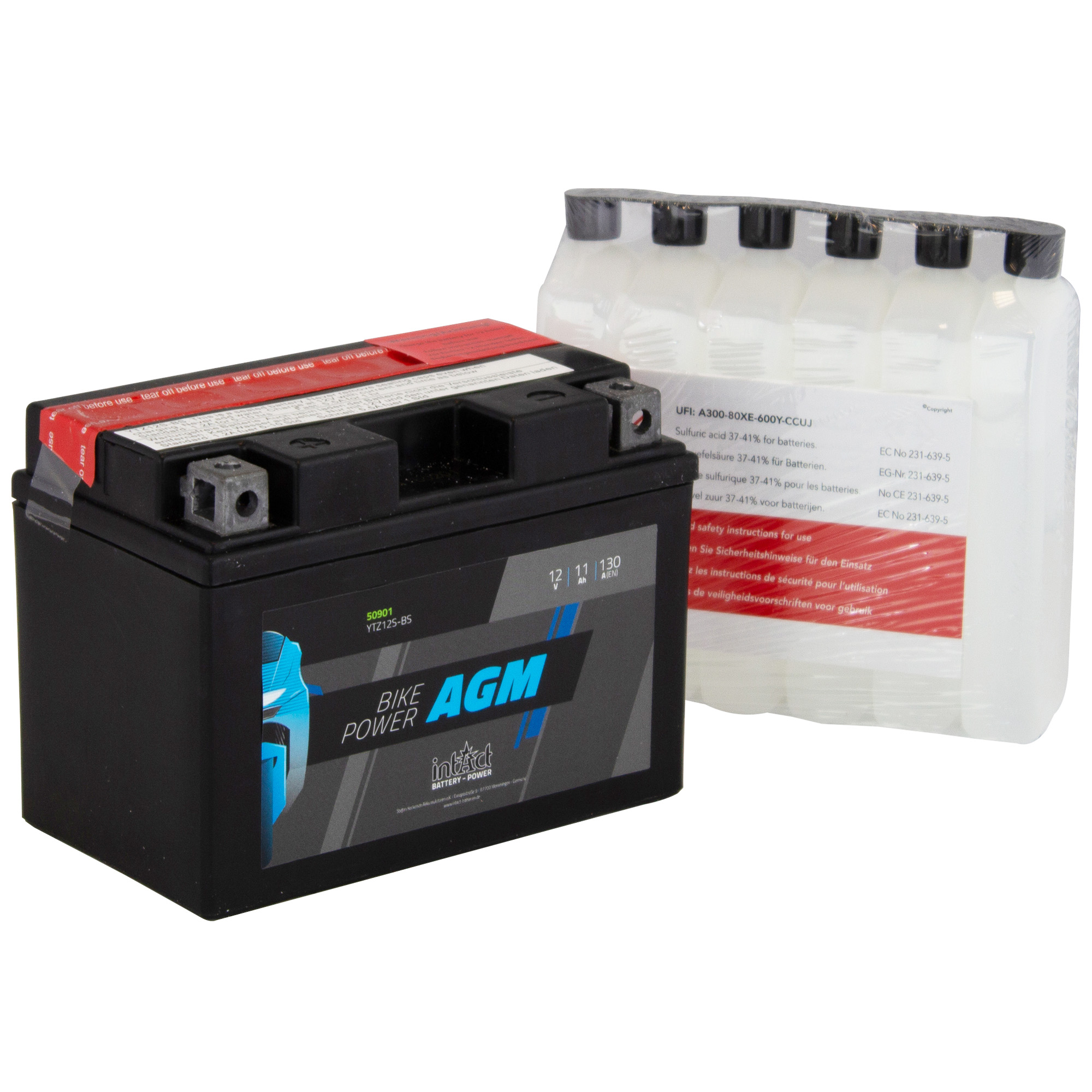 intAct YTX12S-BS Maintenance Free AGM Bike-Power Battery - Image 2