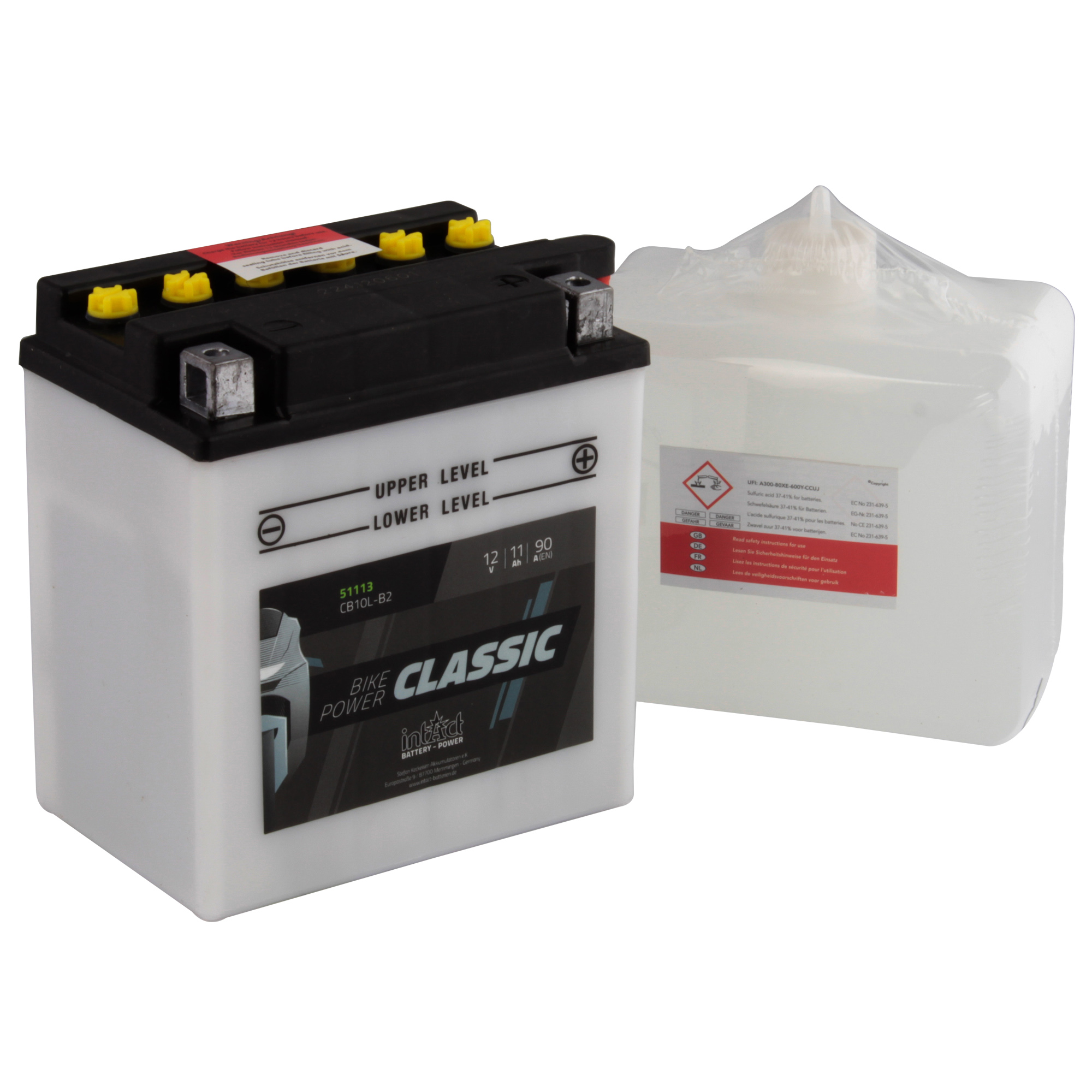 intAct CB10L-B2 Classic Bike-Power Battery With Acid Pack