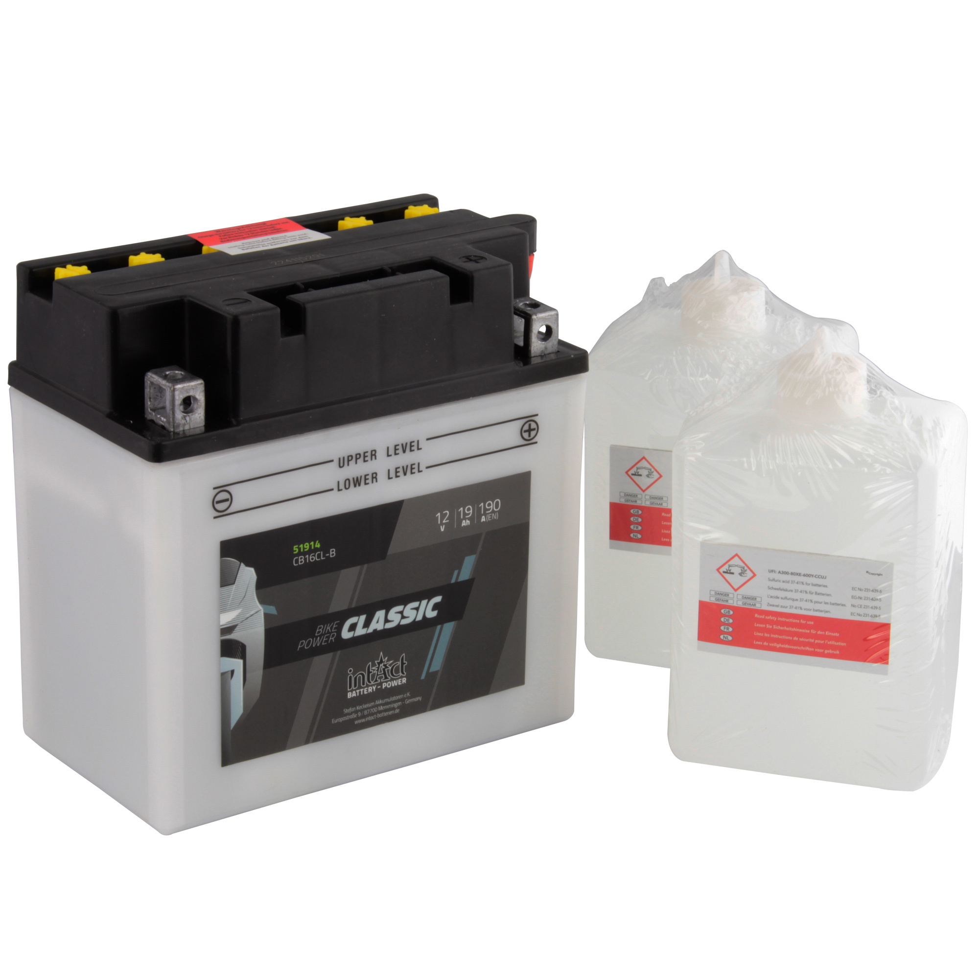 intAct CB16CL-B Classic Bike-Power Battery With Acid Pack