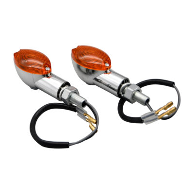 Bike It Mini Cat Eye Indicators With Chrome Body And Amber Lens