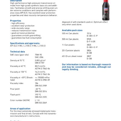 Liqui Moly 60L 75W-90 Fully Synthetic Gear Oil – 3827