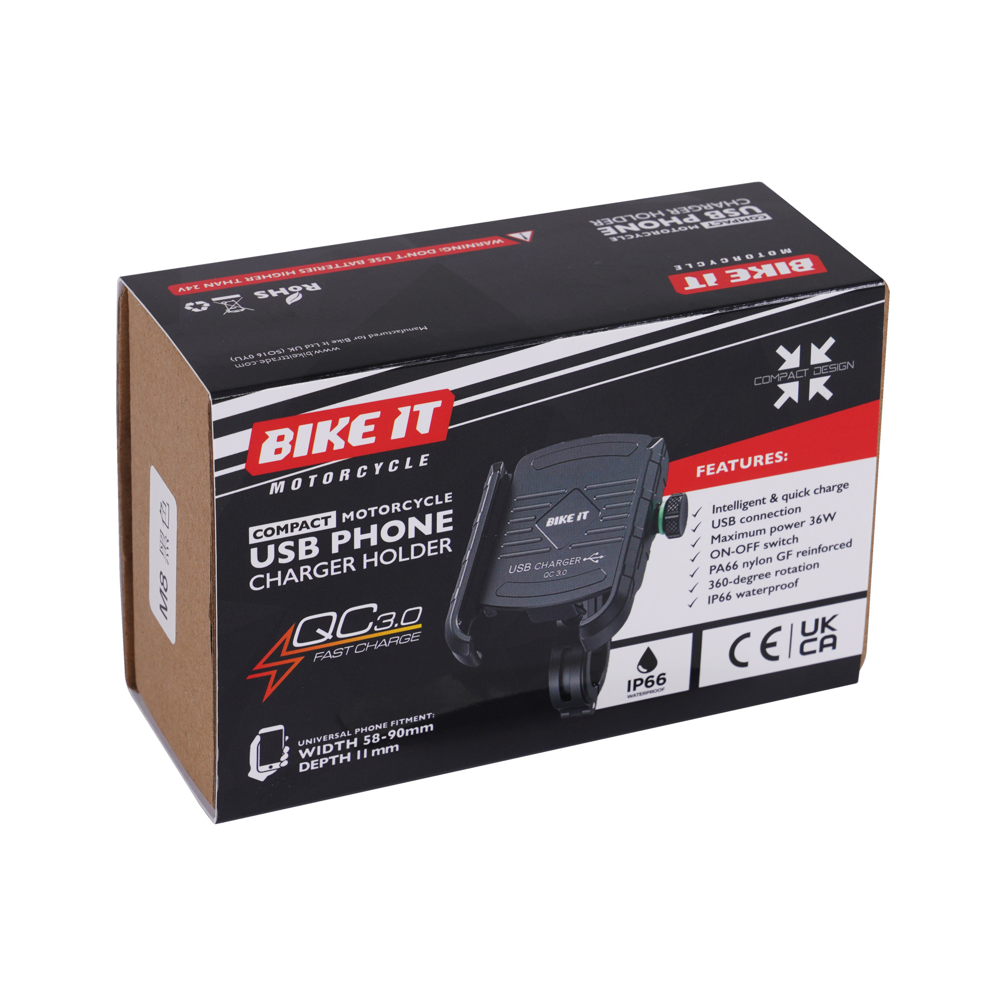 Bike It Compact Motorcycle USB QC3.0 Phone Charger Holder - Image 6