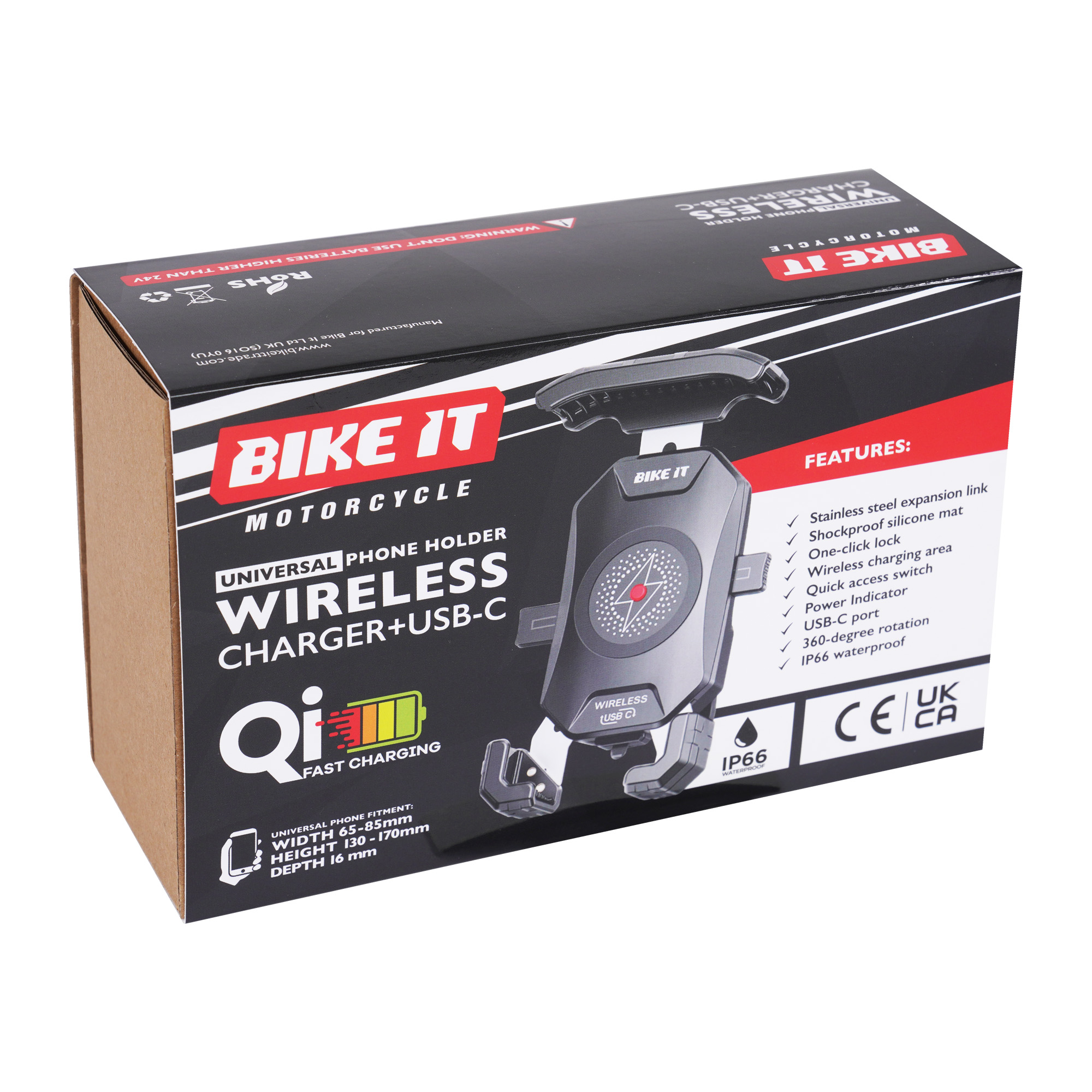 Bike It Universal Phone Holder Wireless Qi Charger + USB-C - Image 6