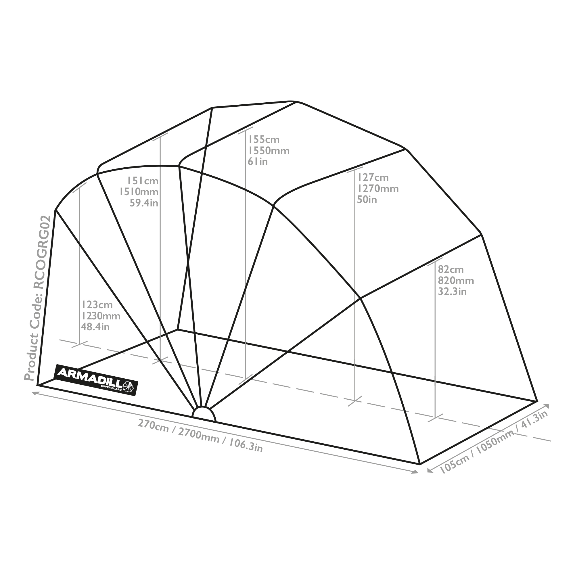 Armadillo Motorcycle Garage Shelter - Small (270cm X 105cm X 155cm) - Image 2