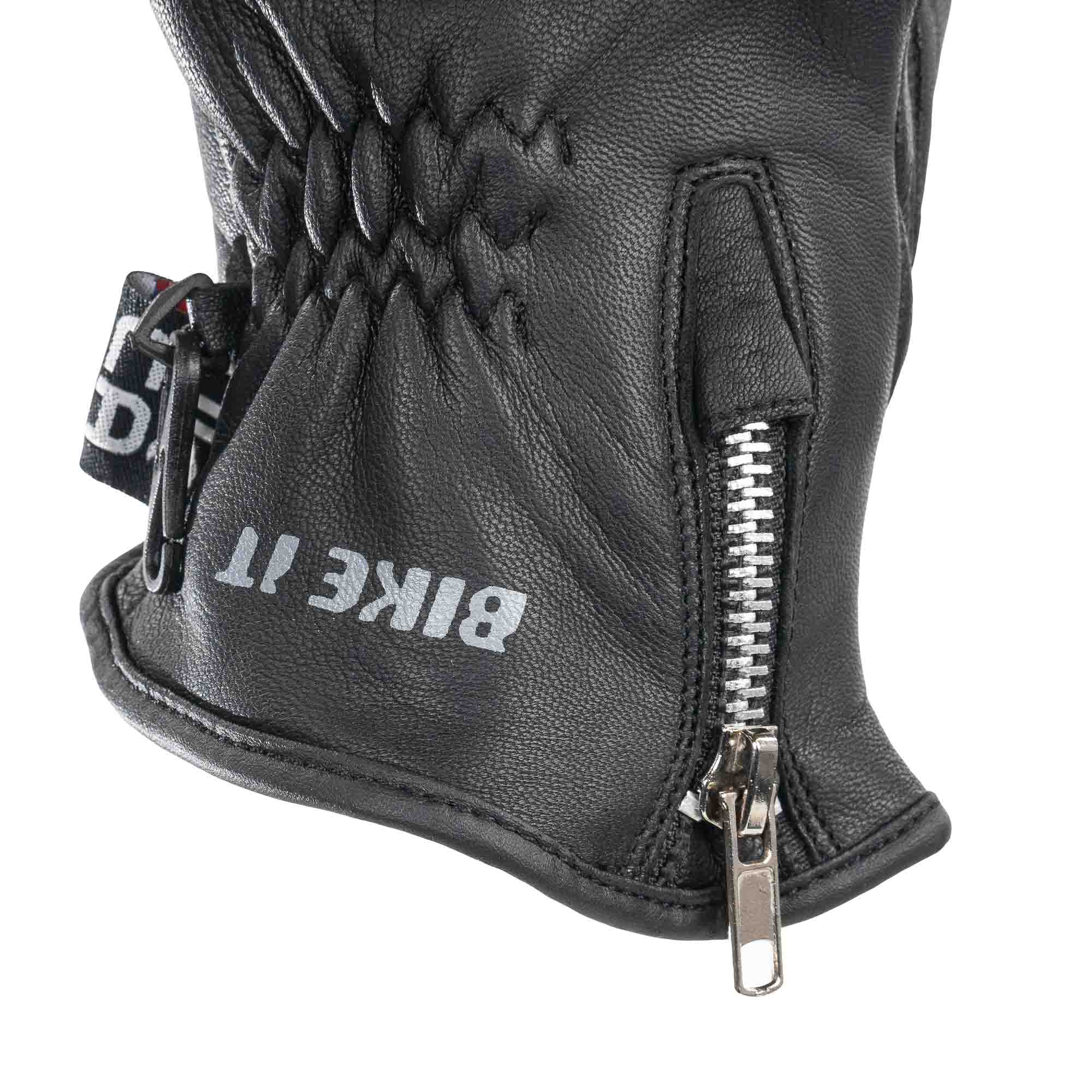 Bike It 'AMP' Road Leather Motorcycle Glove (Black) - Image 3