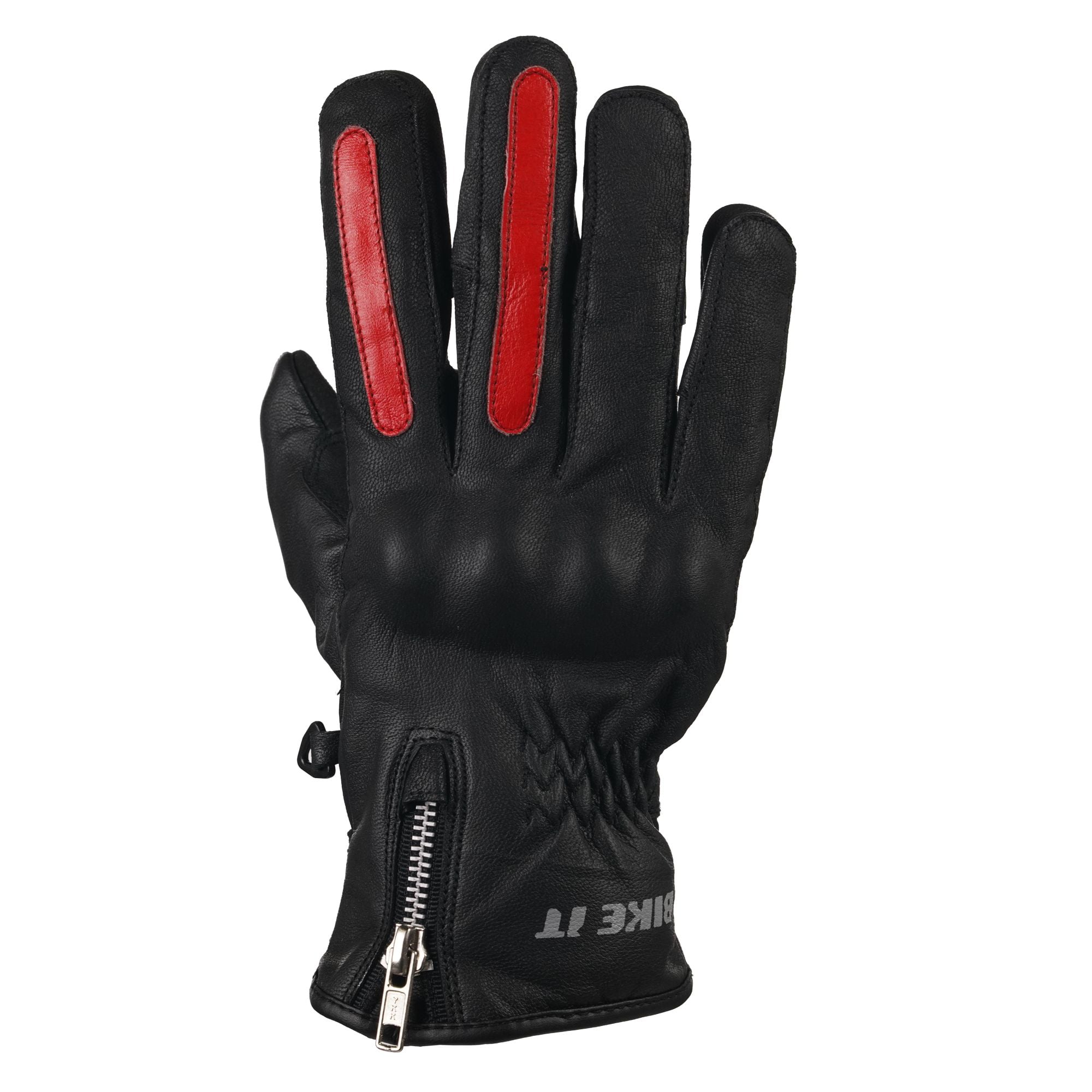 Bike It 'AMP' Road Leather Motorcycle Glove (Black/Red)